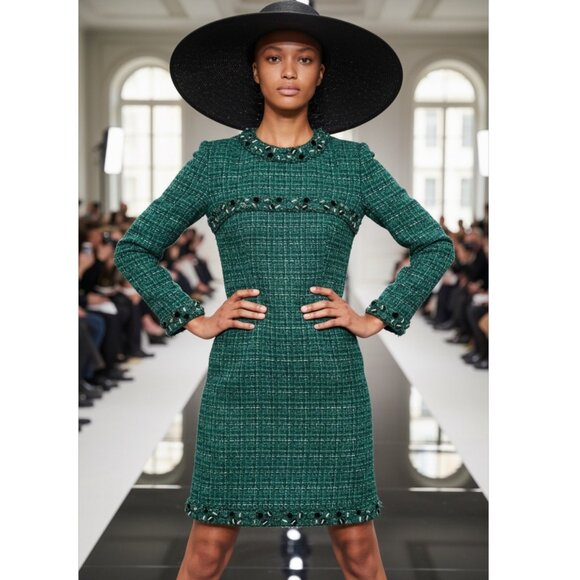 RUNWAY TWEED AUTHENTIC CHANEL DRESS SIZE M/L - Picture 10 of 16